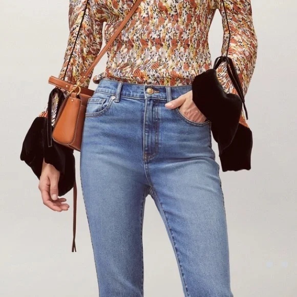 Tory Burch Cropped Boot-Cut Marble Jeans Size 28 - Picture 4 of 12